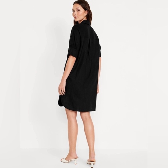 NWT! Black Linen-Blend Shirt Dress - Multiple Sizes💛 - Picture 2 of 10